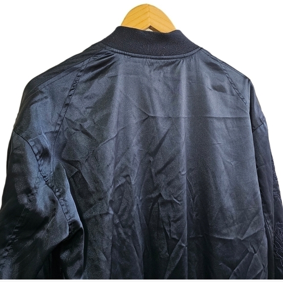 PacSun floral navy blue embroidered satin lined full zip jacket size sma… - Picture 11 of 14